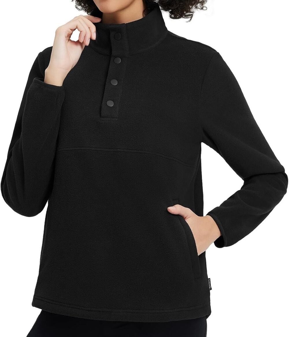 NWT Baleaf Women's 1/4 Button Fleece LS Ski Mid Layer Pullover Sz XL